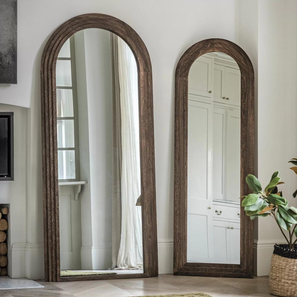 Hoxley Arched Full Length Wall Mirror Dark Wood – 180cm x 80cm - Image 5