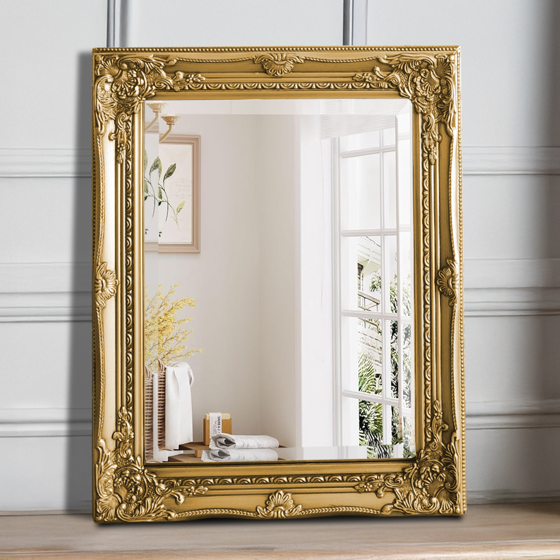 Provence Antique Gold Rectangle Wall Mirror 50cm x 60cm - Image 5