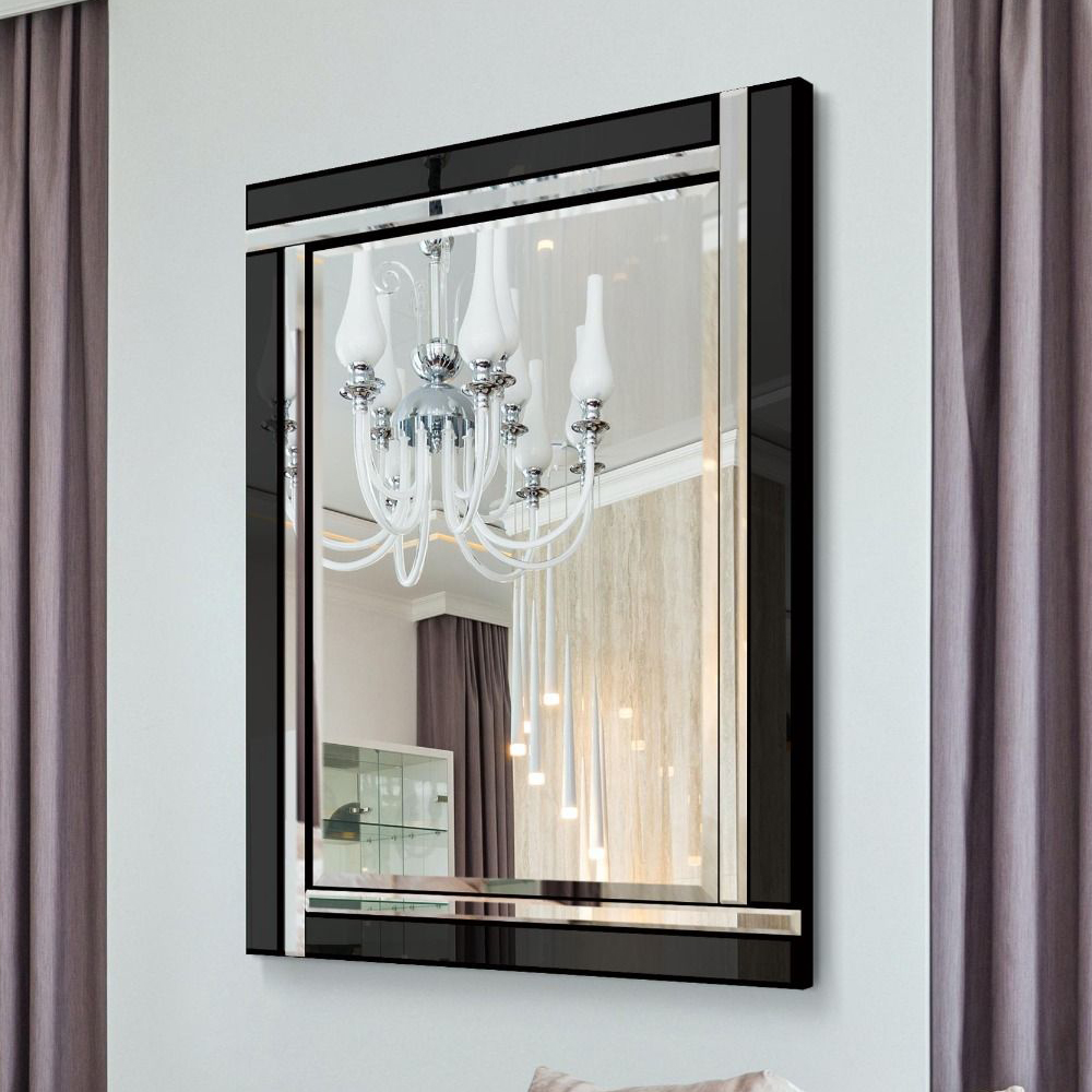 Large Black Venetian Glass Frame Wall Mirror – 100cm x 70cm - Image 5