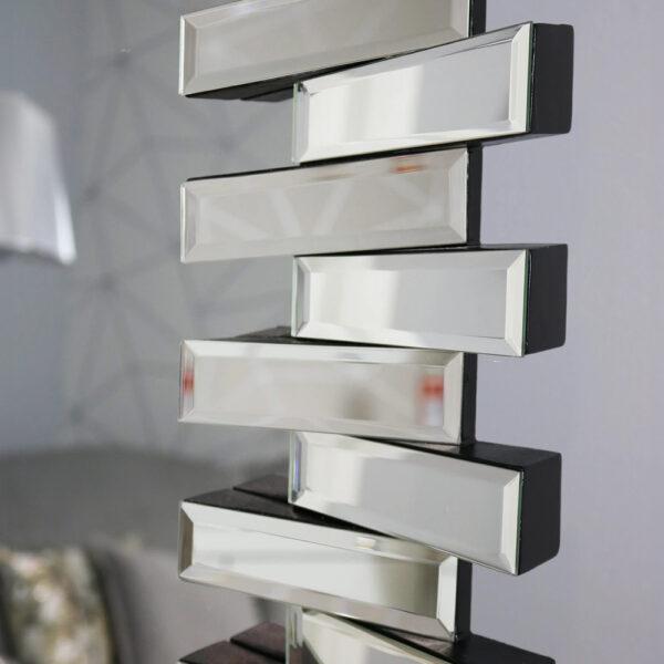 Modern Multi-Facet Glass Frame Zip Wall Mirror 120cm x 80cm - Image 3