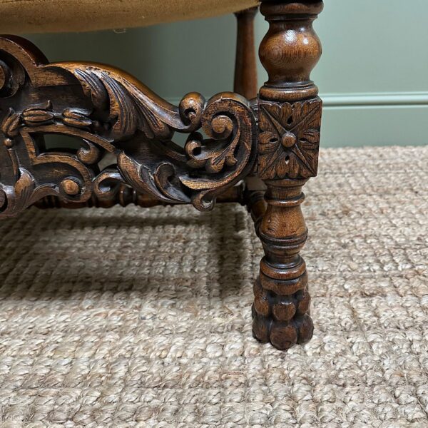 Quality Large Upholstered Antique Arm Chair / Throne Chair - Image 5