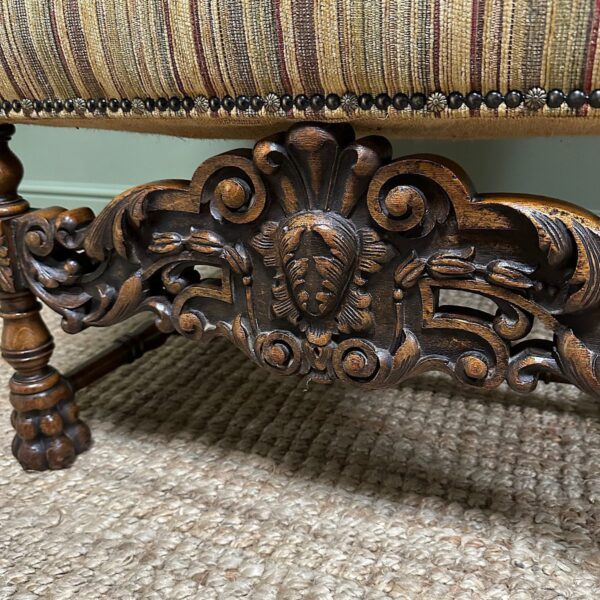 Quality Large Upholstered Antique Arm Chair / Throne Chair - Image 4