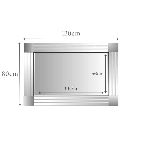 Molly Triple Glass Framed Wall Mirror 120cm x 80cm - Image 2