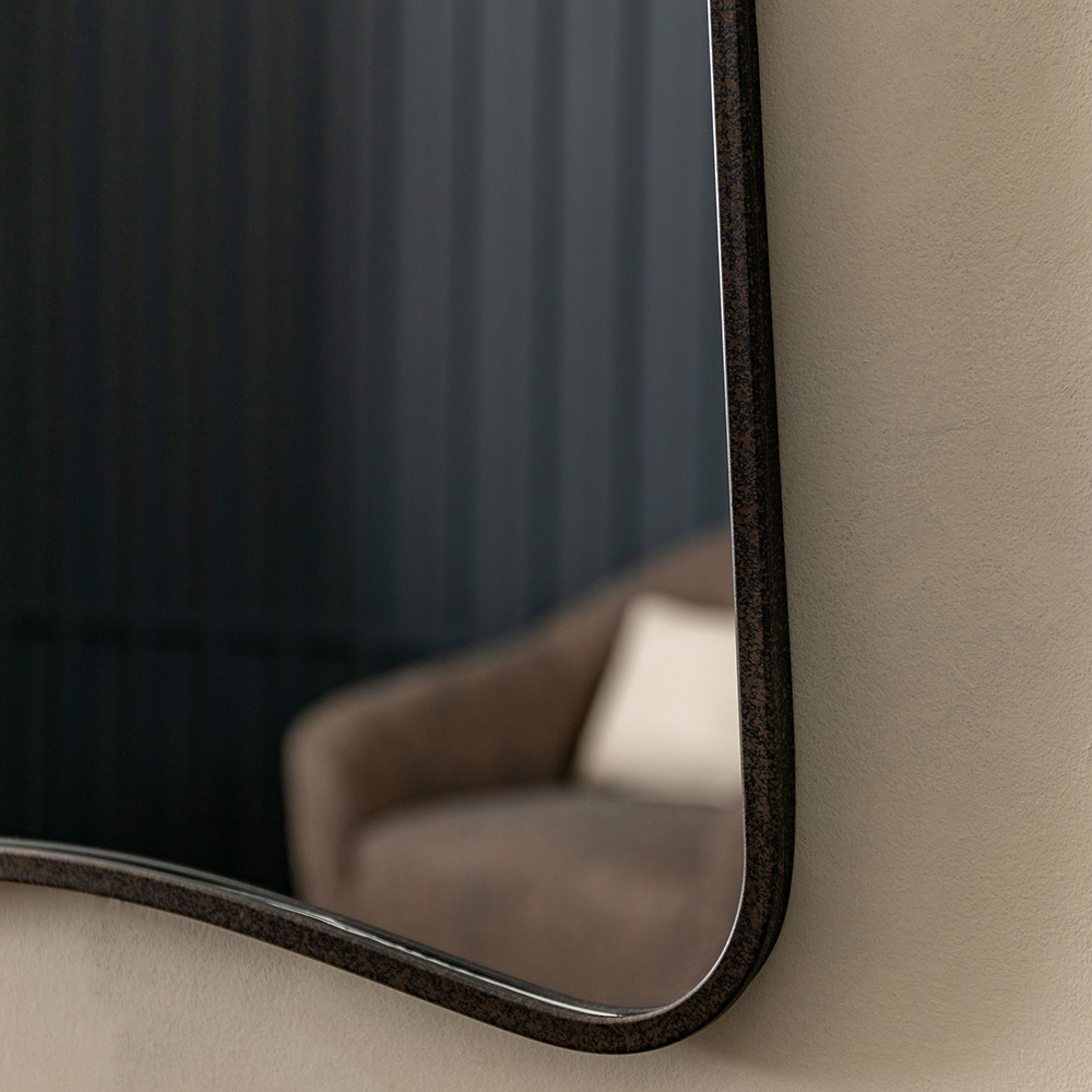 Kirkby Black Curved Rectangle Wall Mirror – 81cm x 61cm - Image 3