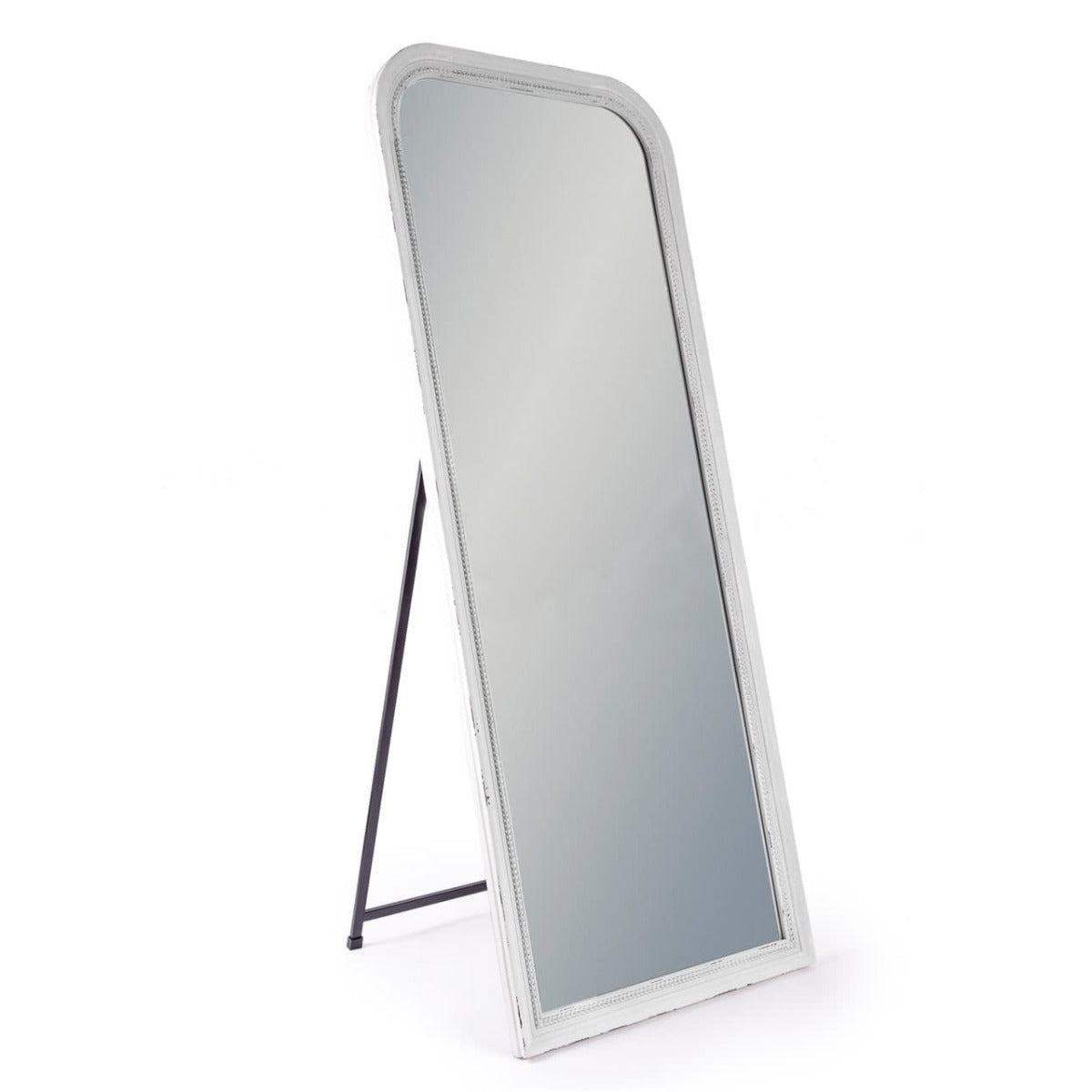 French Grey Beaded Wall & Freestanding Cheval Mirror 163cm x 64cm - Image 4