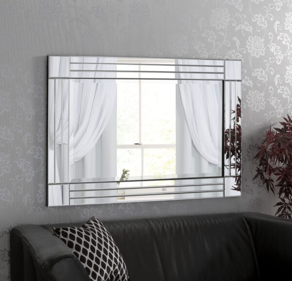 Molly Triple Glass Framed Wall Mirror 90cm x 60cm