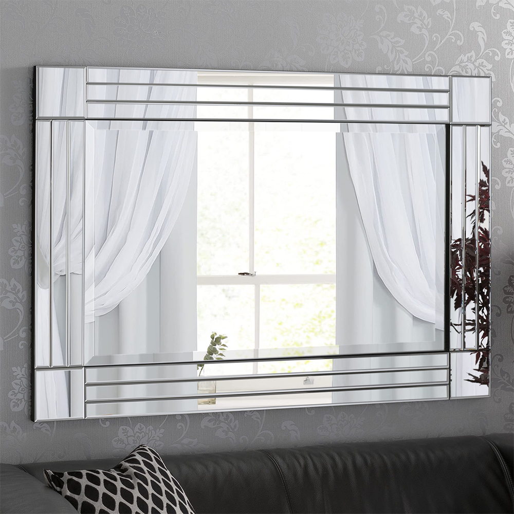 Molly Large Triple Glass Framed Wall Mirror 100cm x 70cm