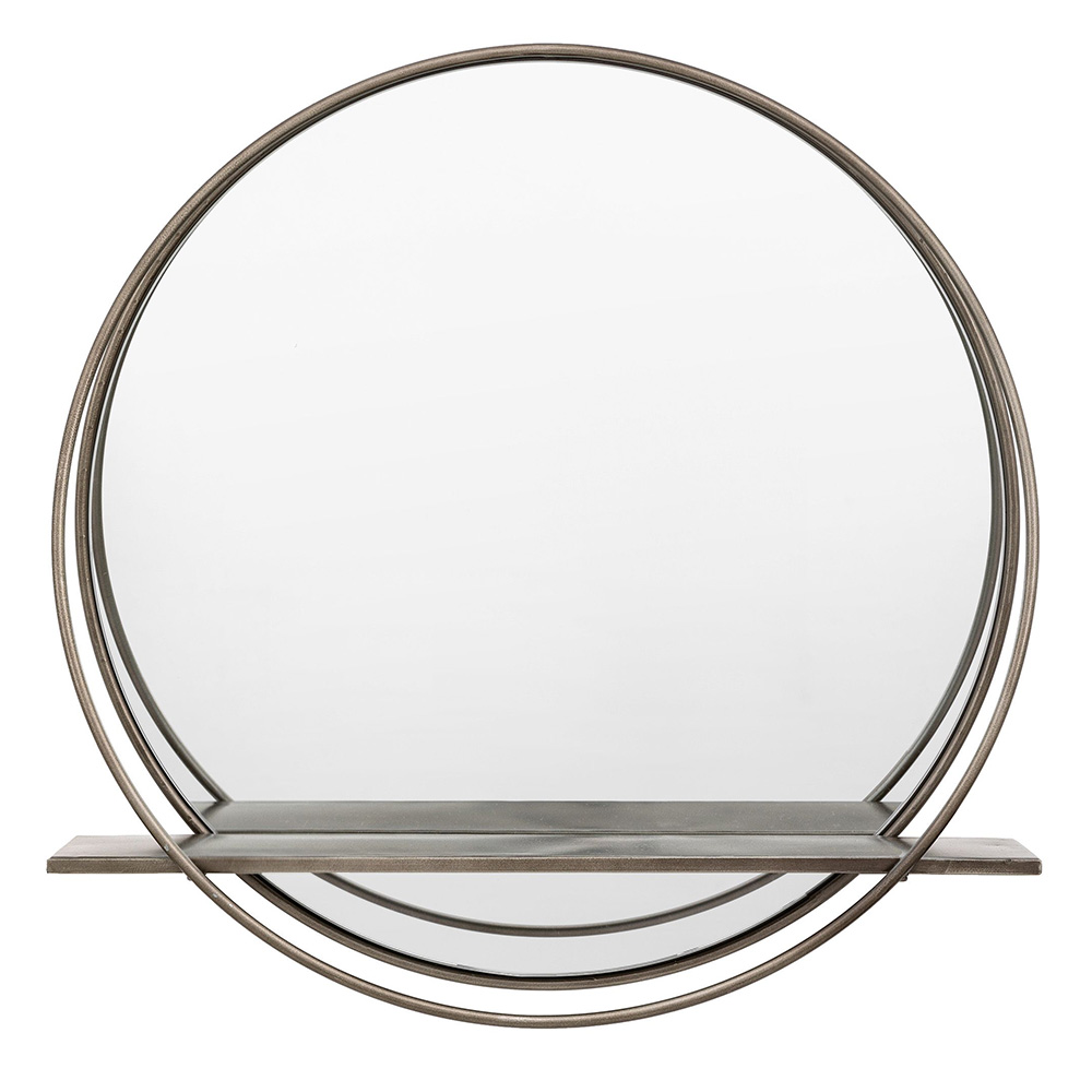 Winlow Round Bronze Metal Wall Mirror With Shelf – 60cm - Image 5