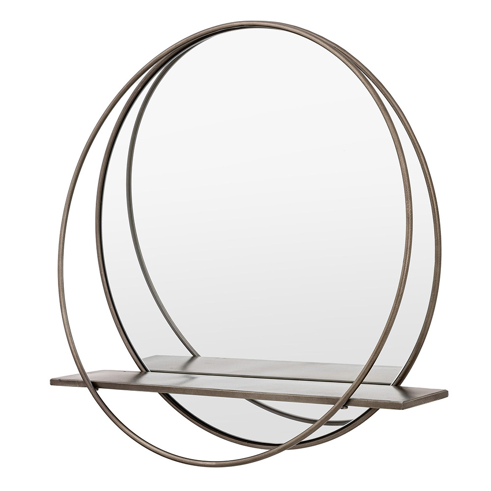 Winlow Round Bronze Metal Wall Mirror With Shelf – 60cm - Image 4