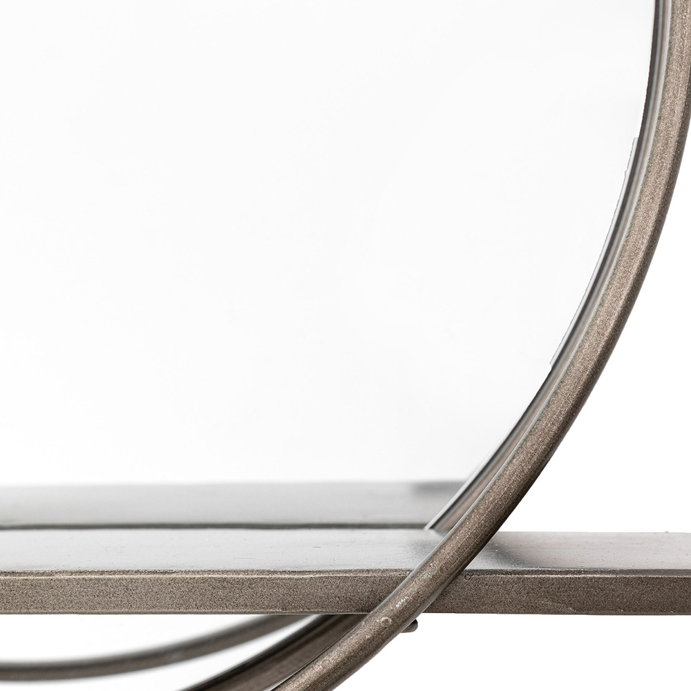 Winlow Round Bronze Metal Wall Mirror With Shelf – 60cm - Image 3